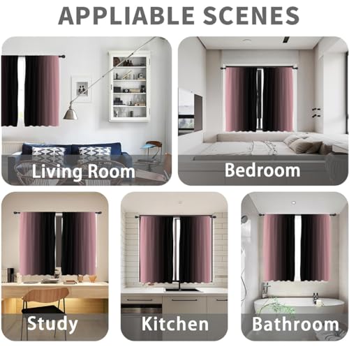 Black Pink Curtains, Ombre, 2 Panels, 42" W x 63" L, Rod Pocket - color: New Pink, size: 42"W x 63"L (Pack of 2)