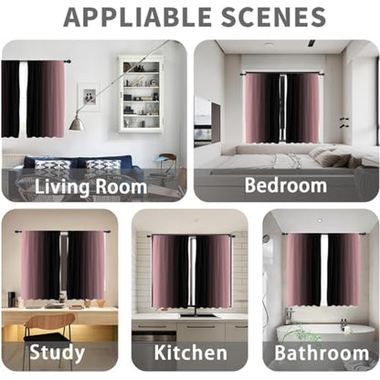 Black Pink Curtains, Ombre, 2 Panels, 42" W x 63" L, Rod Pocket - color: New Pink, size: 42"W x 63"L (Pack of 2)