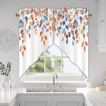 Fall Leaves Swag Curtains 1 Pair, Window Treatment 28x36 in - color: Fall Yellow5, size: 28"W x 36"L (Pack of 2)