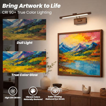 Battery Operated Picture Light for Wall,Walnut Finish 15.7-Inch - color: Walnut Finish, size: 15.7 Inch