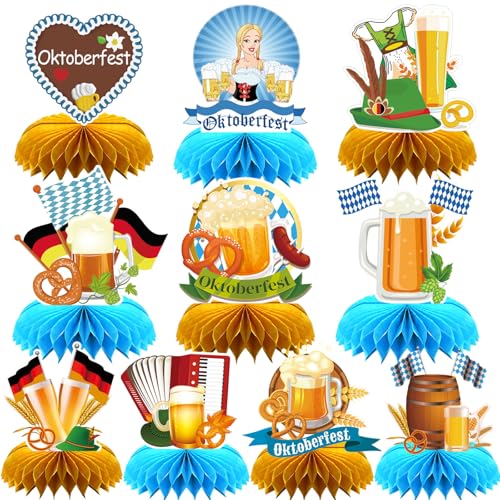 10Pcs Oktoberfest Honeycomb Centerpieces Bavarian Party Table Decor - style: Oktoberfest Style