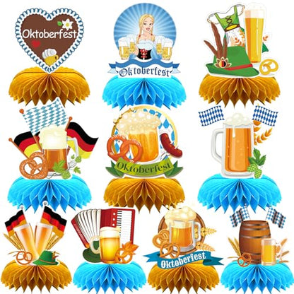 10Pcs Oktoberfest Honeycomb Centerpieces Bavarian Party Table Decor - style: Oktoberfest Style
