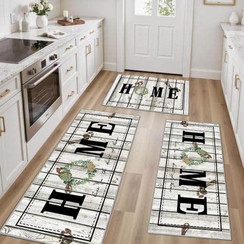 Kitchen Rugs Non Slip Washable Farmhouse Kitchen Mats for Floor, Grey2 - color: Home-grey2, size: 20"x32"+20"x48"+20"x59"
