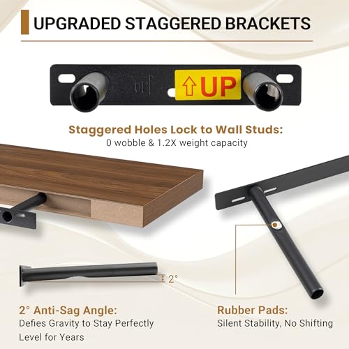 Vivelove Deep Floating Shelves,12 X 12 Inch，Walnut, Set of 2 - color: Walnut, size: 12”wx12”dx1.5”h