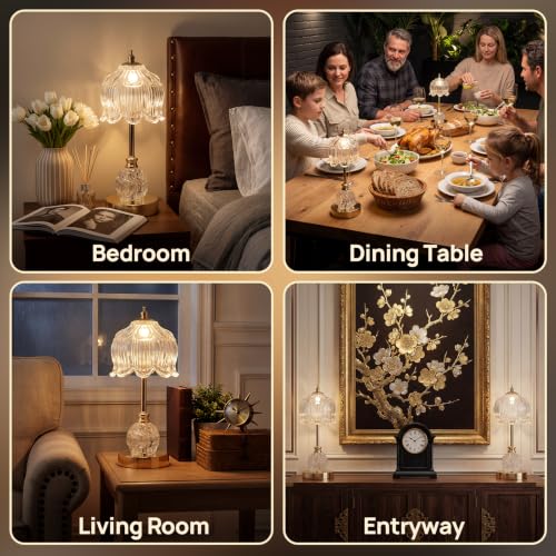 Flower Battery Operated Rechargeable Lamp Cordless, Lily, Clear - color: Clear-Lily