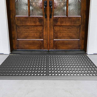 Mibao Front Door Mat, 17" X 29.5", Grey, Heavy Duty Dirt Trapping - color: Grey, size: 1'5" x 2'6" (Rectangular)