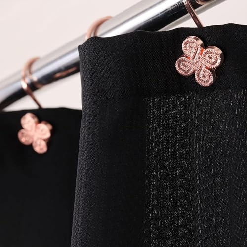 Rose Gold Shower Curtain Hooks: Rust Proof Metal Curtain Rings, 12Pcs - color: Rose Gold