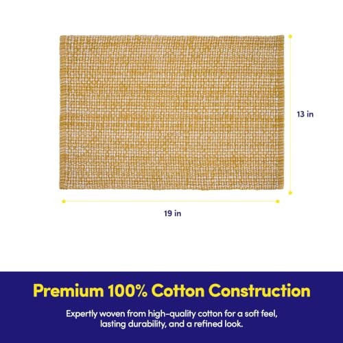 Sweet Home Collection 100% Cotton Placemats for Dining Room Rectangle Two Tone Woven Fabric 13" x 19" Soft Durable Table Mat Set, Set of 4, Gold - color: Gold, size: Rectangle 13" x 19"