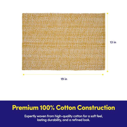 Sweet Home Collection 100% Cotton Placemats for Dining Room Rectangle Two Tone Woven Fabric 13" x 19" Soft Durable Table Mat Set, Set of 4, Gold - color: Gold, size: Rectangle 13" x 19"