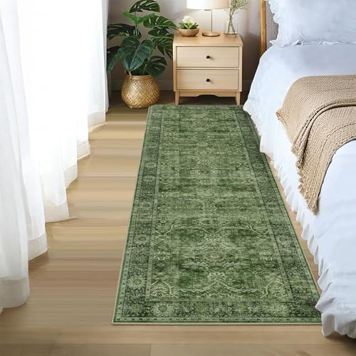 2x6 Green Runner Rugs for Hallway Kitchen Washable Kitchen Runner Rug - color: Green, size: 2'*6'(Runner)