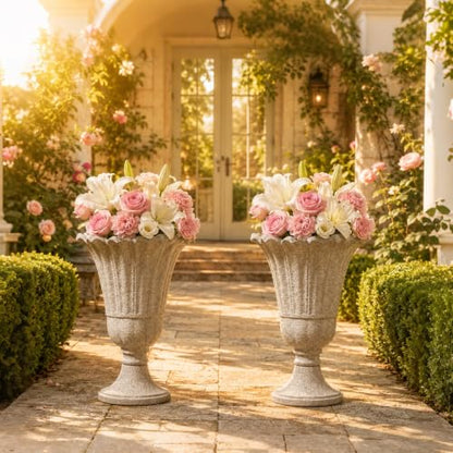 NicBex 24" Tall Urn Planters for Outdoor Plants Set of 2 - Grey Petal - color: Light Grey