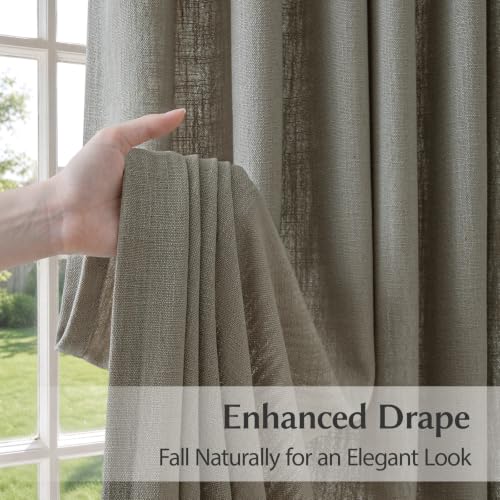 Semi Sheer Pinch Pleated Linen Curtains for Living Room 84 Inches, Taupe - color: Taupe, size: 40"W x 84"L (Pack of 2)