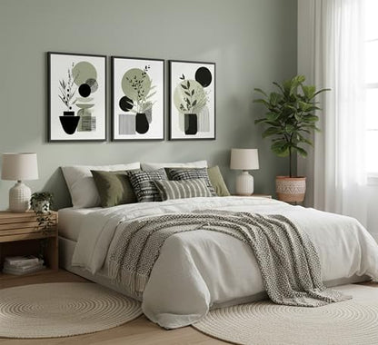 MDHFJEAW 3 Pcs Sage Green Boho Floral Wall Art Unframed Poster 16x24 In - color: Poster, size: 24''L x 16''W