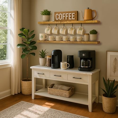 Solid Wood Floating Shelves for Wall 54 Inch,Gold Oak, Set of 2 - color: Gold Oak, size: 54 inch