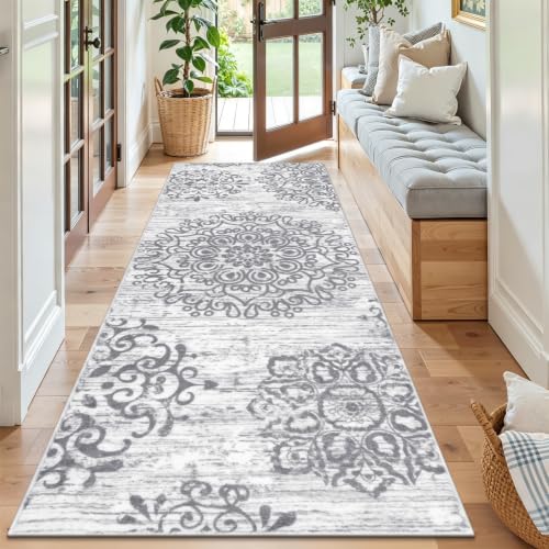 HEBE Hallway Runner Rug 3'x6', Washable Non Slip Kitchen Rug Runner - color: Grey, size: 3' x 6' (Rectangular)