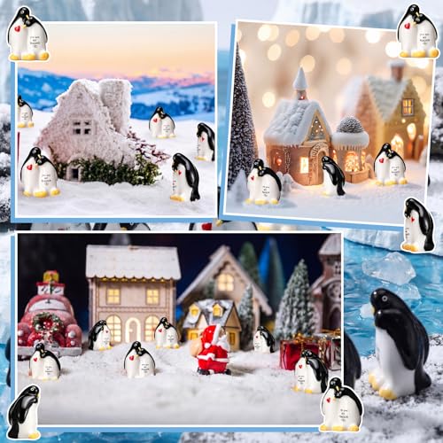 Soulchen 50 Pcs Mini Resin Penguin Couple Figurines with Red Heart Design - color: Red Heart, size: Penguin