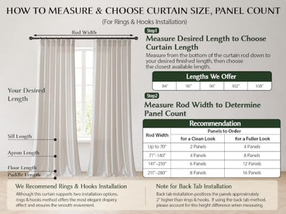 Semi Sheer Pinch Pleated Linen Curtains for Living Room 108 Inches, Natural - color: Natural, size: 40"W x 108"L (Pack of 2)