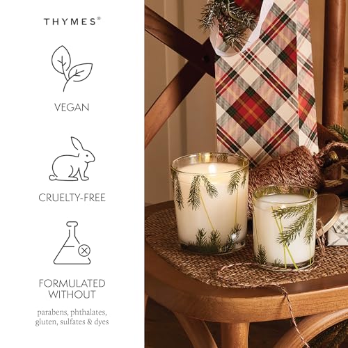 Thymes Frasier Fir Pine Needle Candle – Holiday Candles for Home Scented with Notes of Crisp Siberian Fir, Cedarwood & Sandalwood – Christmas Decor (2 oz) (Pack of 2) - size: 2 oz (Pack of 2)