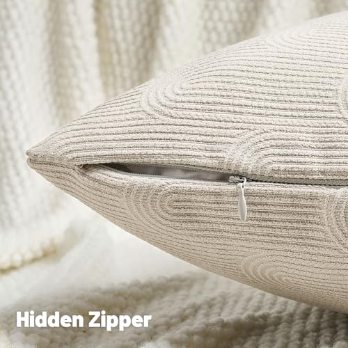 FUTEI Pack of 2 Chenille Throw Pillow Covers 20x20 Inch,Beige - color: Beige, size: 20" x 20" (Pack of 2)