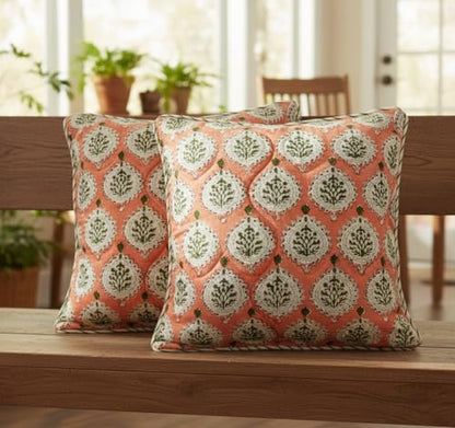 ATOSII Cotton Blockprint Throw Pillow Cover, Kari, Set of 2, 18 X 18 - color: Kari, size: 18" x 18" (Pack of 2)