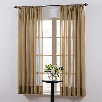 SmartSheer Thermoregulating Semi-Sheer Curtains – Energy-Saving Privacy Panels with UV Light Deflection, Heat & Cold Insulation (Taupe, 108" L x 59" W, Single Panel) - color: Taupe
