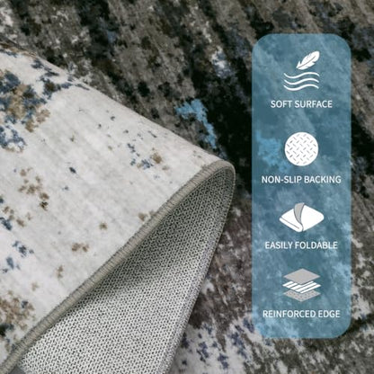 GarveeHome Washable Hallway Runner 2.5x10 Modern Kitchen Rug Gray Brown - color: Natura/Land, size: 2.5' x 10'