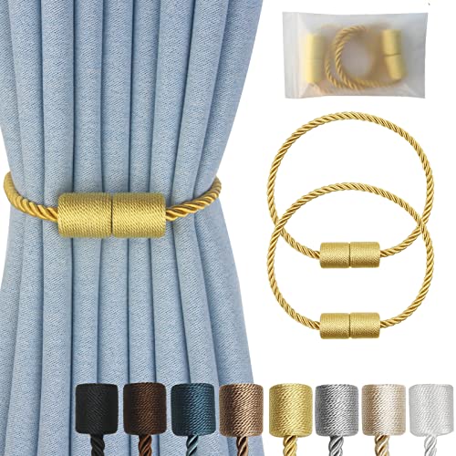 Magnetic Curtain Tiebacks Decorative Holdbacks Rope Tie Back Drapes Hangtty - color: Gold