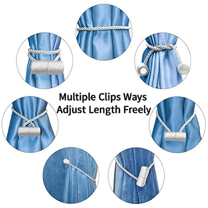 18 Inch Strong Magnetic Curtain Tiebacks, Curtain Holdbacks Modern Upgrade Strong 2021 New Twisted Style Decorative Drapery Rope Tie Backs(2 Pack White) - color: White