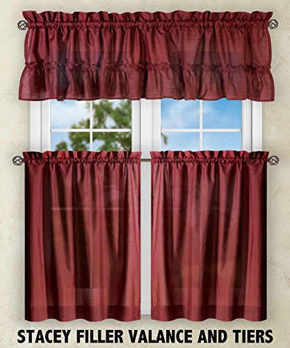 Ellis Curtain Stacey 54-by-13 Inch Ruffled Filler Valance (Merlot) - color: Merlot