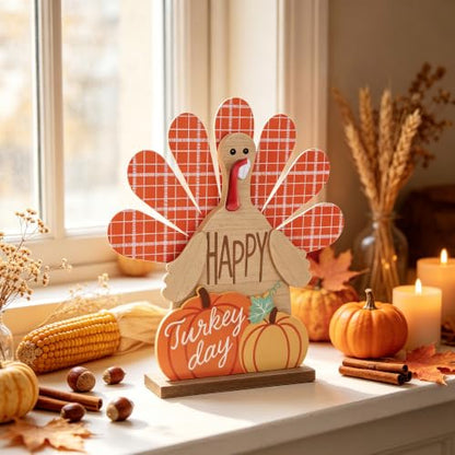 Zcaukya Thanksgiving Table Decorations Wooden Turkey Fall Centerpieces - size: style 3