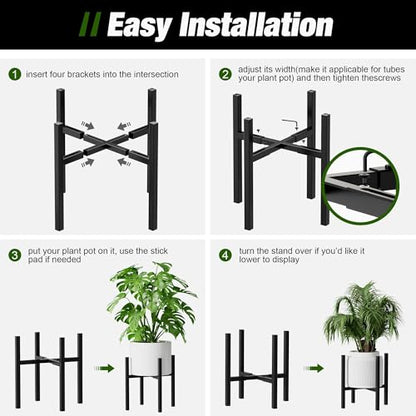 Urban Deco 2PK Adjustable Metal Plant Stand, Fits 8-14 Inch Pots, Black - size: 8-14inch 2PK