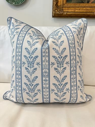 Jillien Harbor “The Louis” Blue Floral Block Print Pillow Cover – Decorative Throw Pillow Cover with Off-White Background – Grandmillennial Home Decor, 20" x 20" - color: The Louis