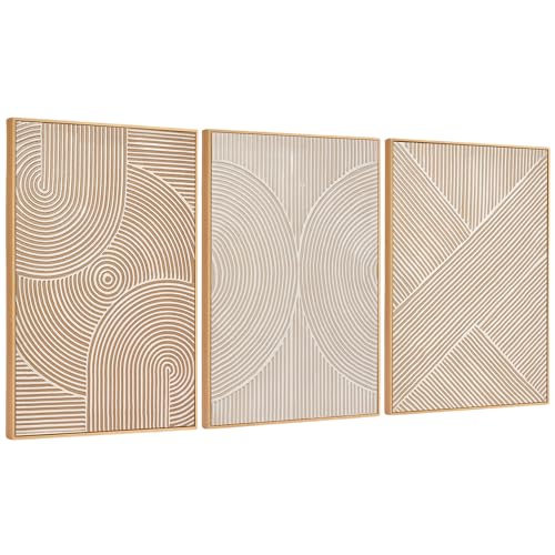 Zessonic Neutral Textured 3D Abstract Boho Minimalist Wall Art,16"x24"x3 - color: Minimalist 3D, size: 16" x 24"