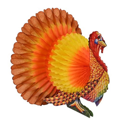 Beistle Tissue Turkey Centerpiece Thanksgiving Table Decor 1 Pack 12 Inch