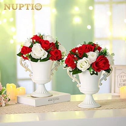 NUPTIO Flower Balls Centerpieces for Wedding Tables, Red & White Roses - color: Red & White, size: 2 Pcs