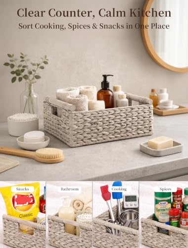 Wicker Basket, Large Basket for Gift Baskets Empty, 15.4x11x6.3in - color: Whitewash, size: Large