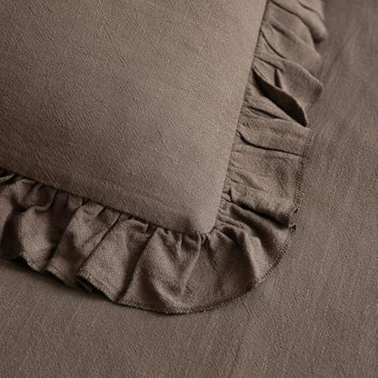 Foindtower Linen Fringe Ruffle Throw Pillow Covers 18×18 Inch Dark Brown - color: Dark Brown, size: 18" x 18" (Pack of 2)