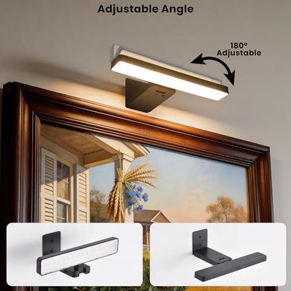 Picture Lights for Wall Battery Operated, 2 Pack Black 3CCT Dimmable Light - color: Black-3CCT