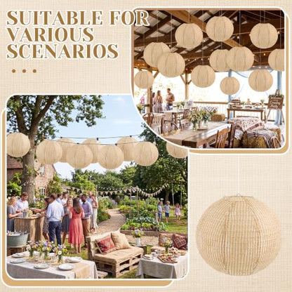 Hortsun 12 Pcs Print Burlap Paper Lanterns Classroom Decor,16 Inch - size: 16 Inch