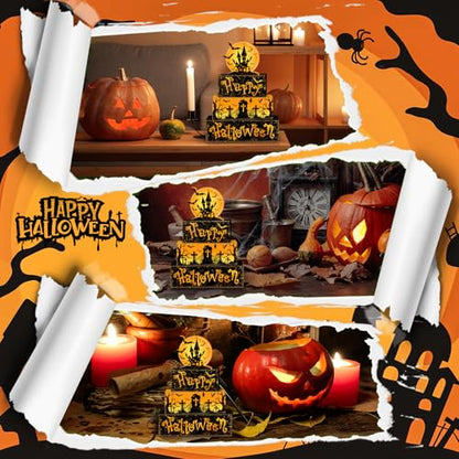 Britimes Halloween Rustic Tiered Tray Decor Set, 4 Pack, Wooden Table Sign - style: Haunted House