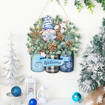 Christmas Decor Wreath for Front Door Xmas Door Sign, Snowflake - style: Snowflake