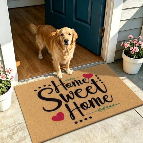 Vaukki Outside Welcome Doormat 24''x36'', Non Slip Coco Coir Door Mat - color: Sweet Home, size: 2' x 3' (Rectangular)