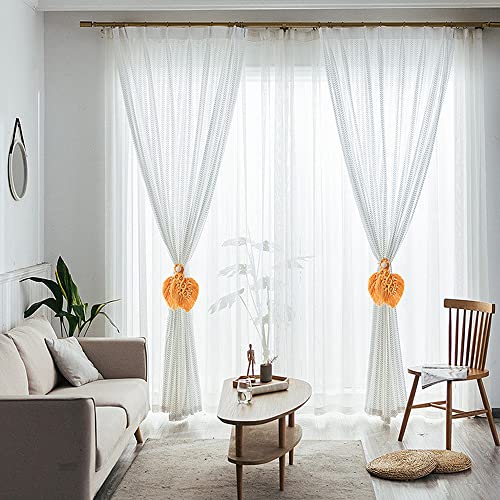 2 Pack Boho Curtain Tiebacks, Orange - color: S3