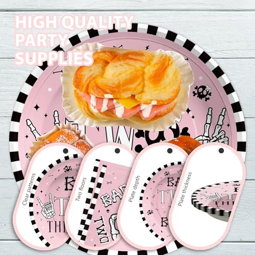 Grencian 96 Pcs Bad Two The Bone Party Decorations for Girls, Serves 24 - style: Pink Bad Two The Bone