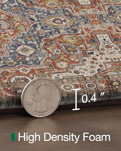 LUMI Kitchen Floor Mat Cushioned Anti Fatigue Runner Rug, 24"x59" - color: Rust Red & Blue, size: 59"L x 24"W x 0.4"Th