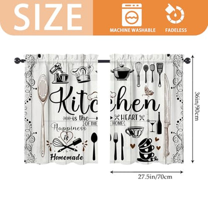 Farmhouse Kitchen Window Curtains Over Sink 27.5" W x 36" L - color: Rustic Farmhouse Kitchen Curtains, size: 27.5"W x 36"L (Pack of 2)