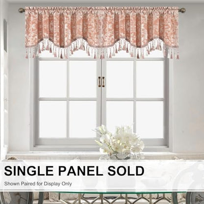 Leeva Velvet Scalloped Valance, Rod Pocket, 52 x 18, Romantic Pink, 1 Panel - color: Pink