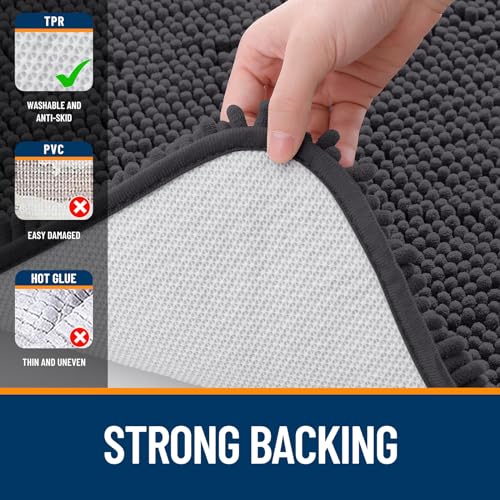 OLANLY Toilet Rugs U-Shaped 20x20, Soft Absorbent Chenille Contour Rugs - color: Dark Grey, size: 20" X 20" Contour Rug