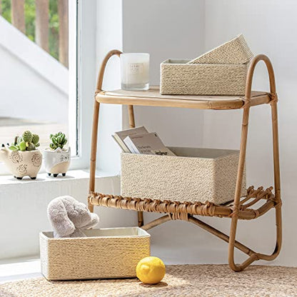 LA JOLIE MUSE Bathroom Basket Organizers, Paper Rope Storage, Beige 4 Pack - color: Beige