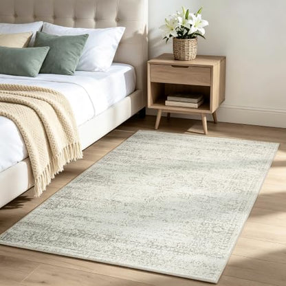Washable Rugs 3x5 Area Rugs for Living Room,Bedroom,Kitchen,Laundry Room - color: Beige-green-grey, size: 3' x 5' (Rectangular)